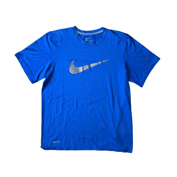 Nike Swoosh Logo T-Shirt Men’s M Blue Cotton Short Sleeve Athletic Tee - Picture 1 of 7